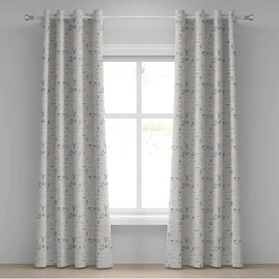Ambesonne Indie Grommet Curtain, Minimalist Nature Pattern, 50" x 108", Vermilion Pale Grey