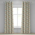 thumbnail image 1 of Ambesonne Indie Grommet Curtain, Retro Mustache Pattern, 50" x 120", Orange Brown and Teal, 1 of 6