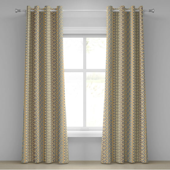 Ambesonne Indie Grommet Curtain, Stripes, 50" x 120", Yellow Blue