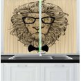 thumbnail image 1 of Ambesonne Indie Kitchen Curtains, Dandy Cool Lion Character, 55"x39", Sand Brown Black Yellow, 1 of 2