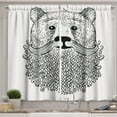 thumbnail image 1 of Ambesonne Indie Kitchen Curtains, Doodle Bear with Beard, 55"x39", Black White, 1 of 3