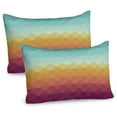 thumbnail image 1 of Ambesonne Indie Pillow Sham 2 Pack, Abstract Checkered Pastel, 36"x20", Turquoise Marigold, 1 of 3