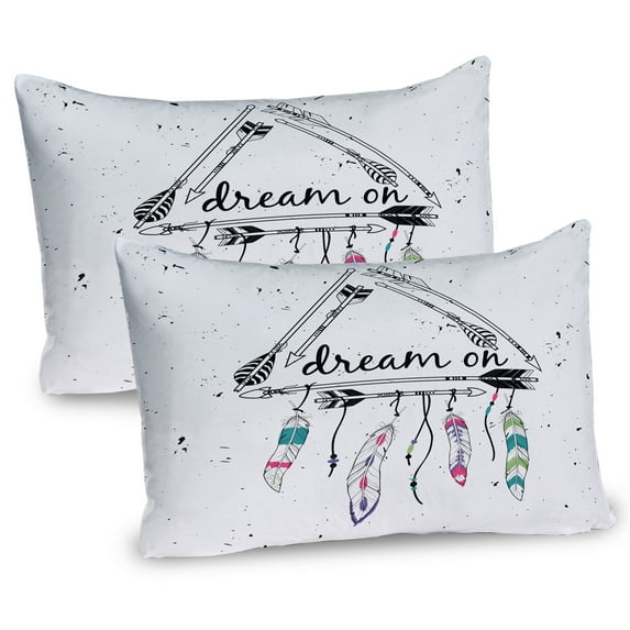 Ambesonne Indie Pillow Sham 2 Pack, Bohemian Dream, 36"x20", Black White Pink