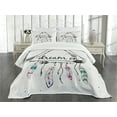 thumbnail image 1 of Ambesonne Indie Quilted Bedspread Set 3 Pcs, Bohemian Dream, Queen Size, Black White Pink, 1 of 5