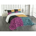 thumbnail image 1 of Ambesonne Indie Quilted Bedspread Set 3 Pcs, Eighties Funky Pop Doodle, Queen Size, Multicolor, 1 of 5