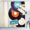 thumbnail image 1 of Ambesonne Indie Shower Curtain, Gramophone Records Audio, 69"Wx70"L, Blue Orange Black, 1 of 3