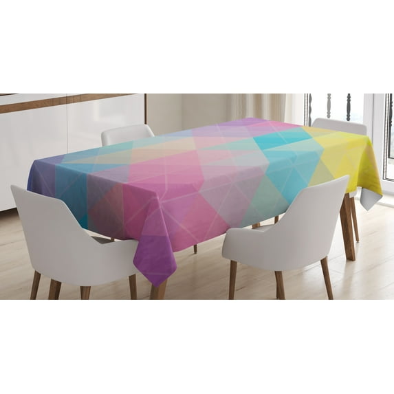 Ambesonne Indie Tablecloth Rectangular Table Cover, Triangles Dreamy Colors, 52"x70", Multicolor