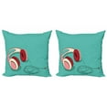 thumbnail image 1 of Ambesonne Indie Throw Pillow Cover 2 Pack, Cool Pink Retro Earphones, 16", Turquoise Ruby Pale Pink, 1 of 2