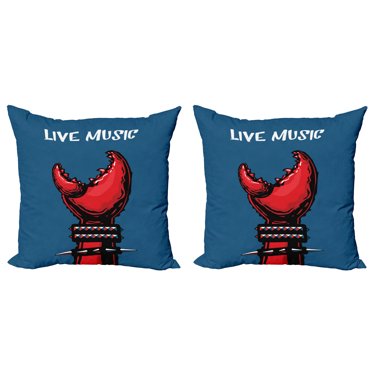 Ambesonne Indie Throw Pillow Cover 2 Pack, Crab Claw Spiky Wristlets, 24", Blue Red Black