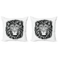 thumbnail image 1 of Ambesonne Indie Throw Pillow Cover 2 Pack, Wild Hipster Lion Glasses, 18", Black and White, 1 of 7