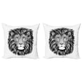 thumbnail image 1 of Ambesonne Indie Throw Pillow Cover 2 Pack, Wild Hipster Lion Glasses, 20", Black and White, 1 of 7