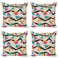 thumbnail image 1 of Ambesonne Indie Throw Pillow Cover 4 Pack, 80s Funky Memphis Fashion, 20", Multicolor, 1 of 6