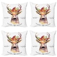 thumbnail image 1 of Ambesonne Indie Throw Pillow Cover 4 Pack, Watercolor Deer Rustic, 20", Multicolor, 1 of 6