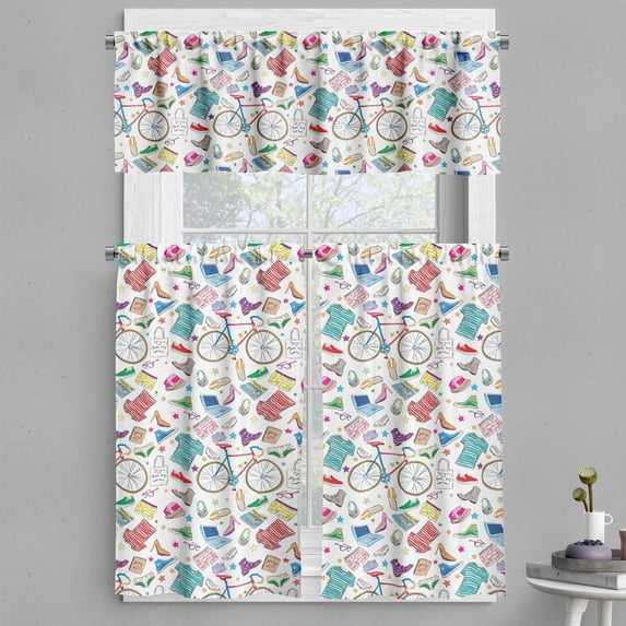 Ambesonne Indie Valance & Curtain, Urban Hipster Accessories, 55"x36", Multicolor