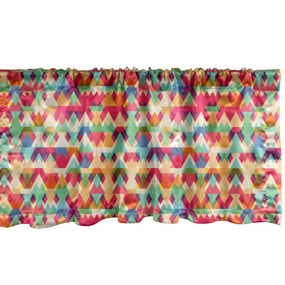 Ambesonne Indie Window Valance, Colorful Triangles Display, 54" X 12", Multicolor