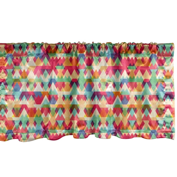 Ambesonne Indie Window Valance, Colorful Triangles Display, 54" X 18", Multicolor