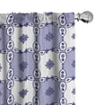 thumbnail image 1 of Ambesonne Indigo Blue Curtains, Azulejo Lotus Details, Pair of 28"x63", Dark Violet White, 1 of 5