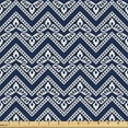 thumbnail image 1 of Ambesonne Indigo Blue Fabric by the Yard Upholstery, Chevrons Floral Motives, 10 Yards, Ivory, 1 of 1