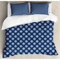 thumbnail image 1 of Ambesonne Indigo Duvet Cover Sets, Greek House Tile Themed, 2-Queen, Navy Blue and White, 1 of 6
