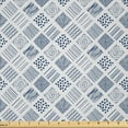 thumbnail image 1 of Ambesonne Indigo Fabric by the Yard Microfiber, Square Shaped Lines Dots, 1 Yard, Indigo, 1 of 2