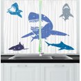 thumbnail image 1 of Ambesonne Indigo Kitchen Curtains, Grunge Sharks Wildlife, 55"x45", Royal Blue, 1 of 1