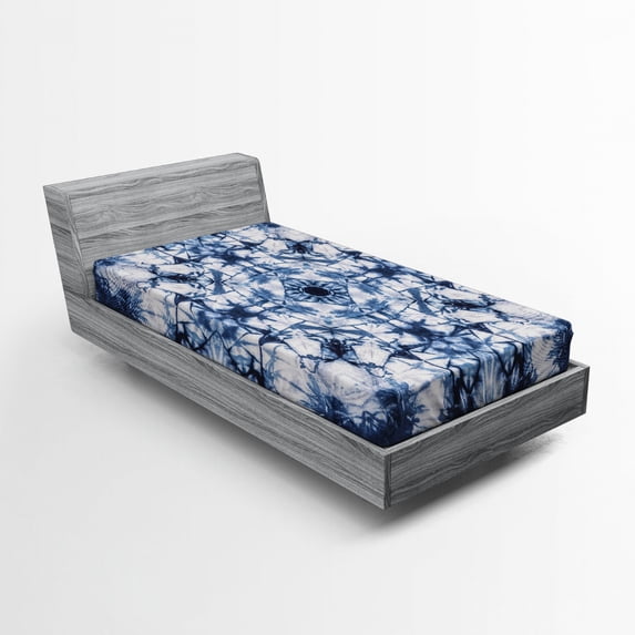 Ambesonne Indigo Paisley Fitted Sheet, Old Fashion Art, Twin Size, Indigo and Grey