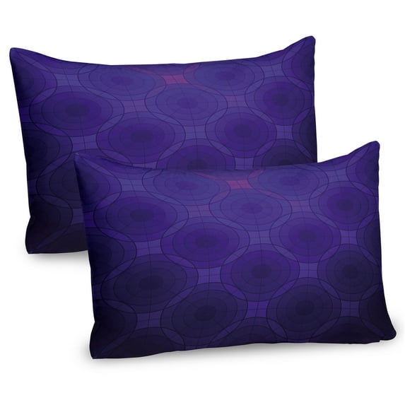 Ambesonne Indigo Pillow Sham 2 Pack, Circles Inner Details, 36"x20", Purple and Magenta Blue