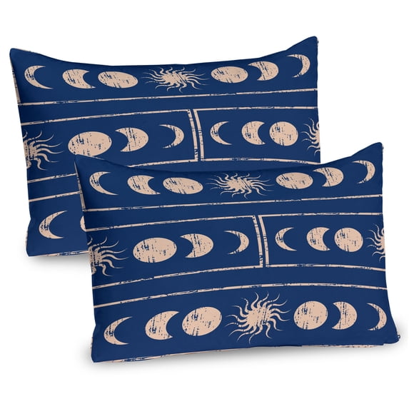 Ambesonne Indigo Pillow Sham 2 Pack, Sun Moon Astrology, 30"x20", Violet Blue Beige