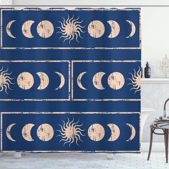 Ambesonne Indigo Shower Curtain, Sun Moon Astrology, 69"Wx70"L, Violet Blue Beige