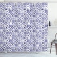 thumbnail image 1 of Ambesonne Indigo Shower Curtain, Tile Square Abstract Pattern, 69"Wx70"L, Indigo White, 1 of 3