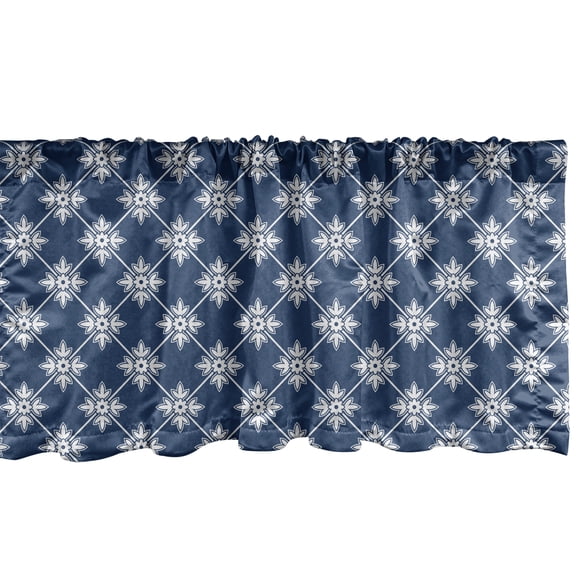 Ambesonne Indigo Window Valance, Greek House Tile Themed, 54" X 18", Navy Blue and White
