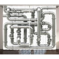 thumbnail image 1 of Ambesonne Industrial Curtains 2 Panel Set, Grunge Maze Motif Print, 108" x 96", Grey and White, 1 of 2