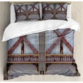 thumbnail image 1 of Ambesonne Industrial Duvet Cover Set, Wooden Window Plank, 2-Calking, Brown and Grey, 1 of 6