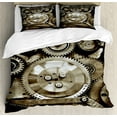 thumbnail image 1 of Ambesonne Industrial Duvet Cover Sets, Aged Gears, 2-Queen, Sepia, 1 of 6