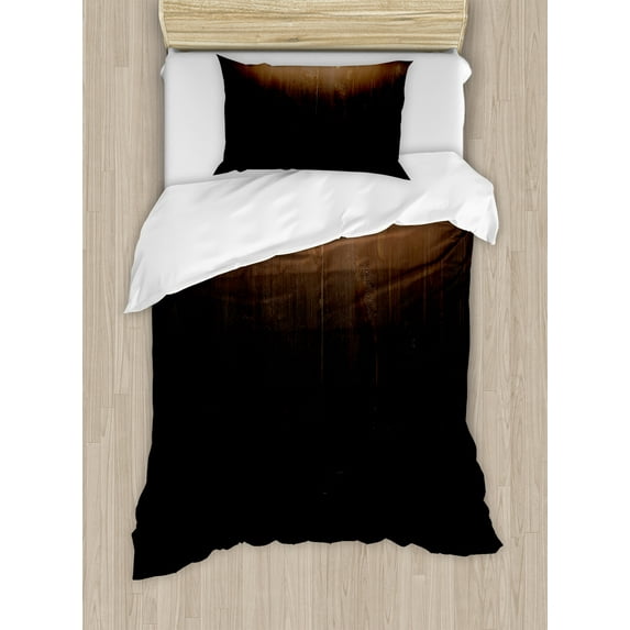 Ambesonne Industrial Duvet Cover Sets, Wooden Room, 2-Twin, Dark Brown Cinnamon