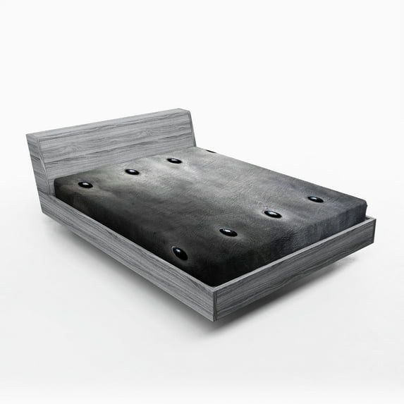 Ambesonne Industrial Fitted Sheet, Black Grunge Plate, Queen Size, Black Grey