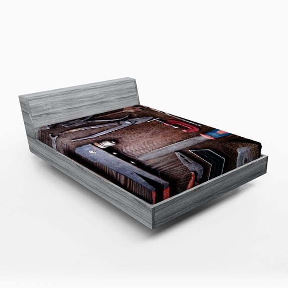 Ambesonne Industrial Fitted Sheet, Craft Mechanic, Full Size, Multicolor