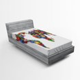 thumbnail image 1 of Ambesonne Industrial Fitted Sheet, Gear Map Art, Twin XL Size, Multicolor, 1 of 2