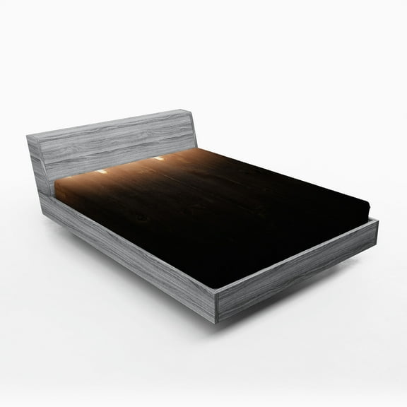 Ambesonne Industrial Fitted Sheet, Wooden Room, Queen Size, Dark Brown Cinnamon