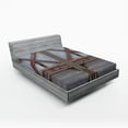 thumbnail image 1 of Ambesonne Industrial Fitted Sheet, Wooden Window Plank, Queen Size, Brown and Grey, 1 of 3