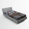 thumbnail image 1 of Ambesonne Industrial Fitted Sheet, Wooden Window Plank, Twin Size, Brown and Grey, 1 of 3