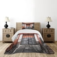 thumbnail image 1 of Ambesonne Industrial Quilted Bedspread Set 2 Pcs, Old Door Entrance Scene, Twin Size, Orange White and Grey, 1 of 6