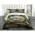 thumbnail image 1 of Ambesonne Industrial Quilted Bedspread Set 3 Pcs, Aged Gears, Queen Size, Sepia, 1 of 5