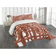 thumbnail image 1 of Ambesonne Industrial Quilted Bedspread Set 3 Pcs, Entangled Lines Hardware, King Size, Umber White, 1 of 5