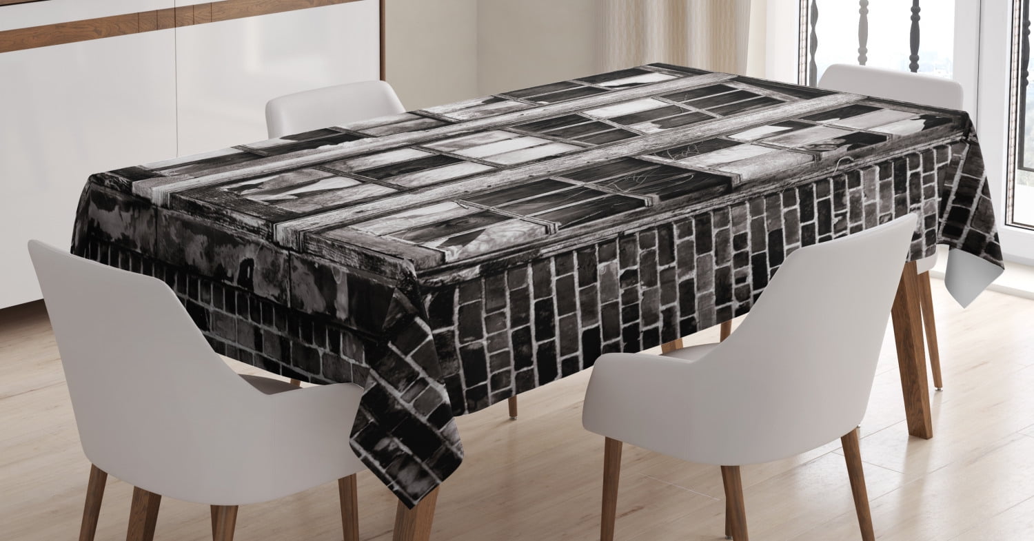 Ambesonne Industrial Tablecloth Rectangular Table Cover, Broken Window, 60"x90", Charcoal Grey