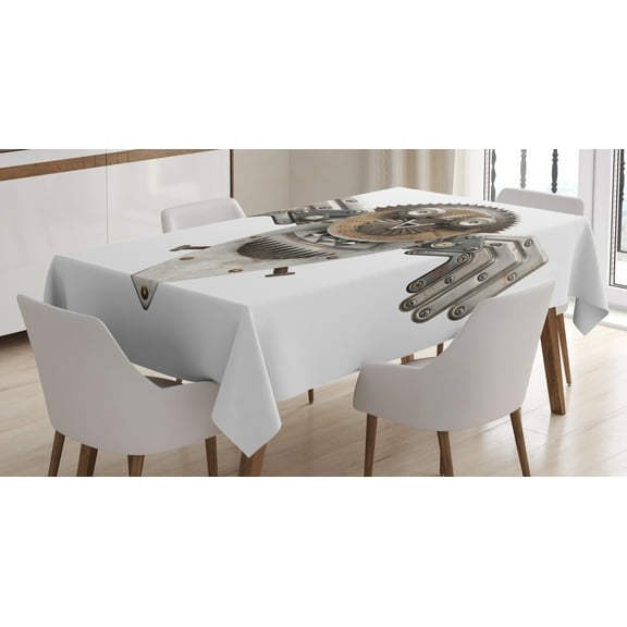 Ambesonne Industrial Tablecloth Rectangular Table Cover, Owl, 60"x90", Grey White Brown
