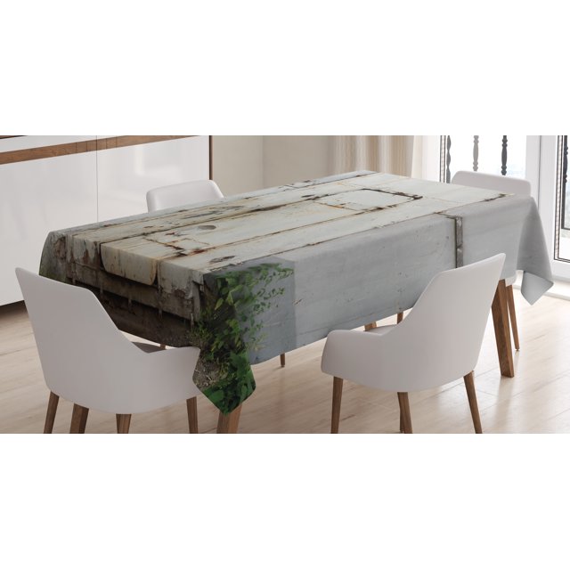 Ambesonne Industrial Tablecloth Rectangular Table Cover, Rusty Iron, 52"x70", Beige Brown Green