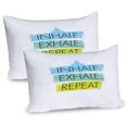 thumbnail image 1 of Ambesonne Inhale Exhale Pillow Sham 2 Pack, Woman Lotus Pose, 26"x20", Yellow Green Pale Blue, 1 of 3