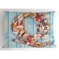 thumbnail image 1 of Ambesonne Initial Q Pillow Sham, Nautical Concept Sea Art, 36" X 20", Dark Coral Pale Blue, 1 of 2