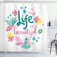 thumbnail image 1 of Ambesonne Insects Shower Curtain, Floral Life Nature, 69"Wx75"L, Pastel Pink Teal, 1 of 1